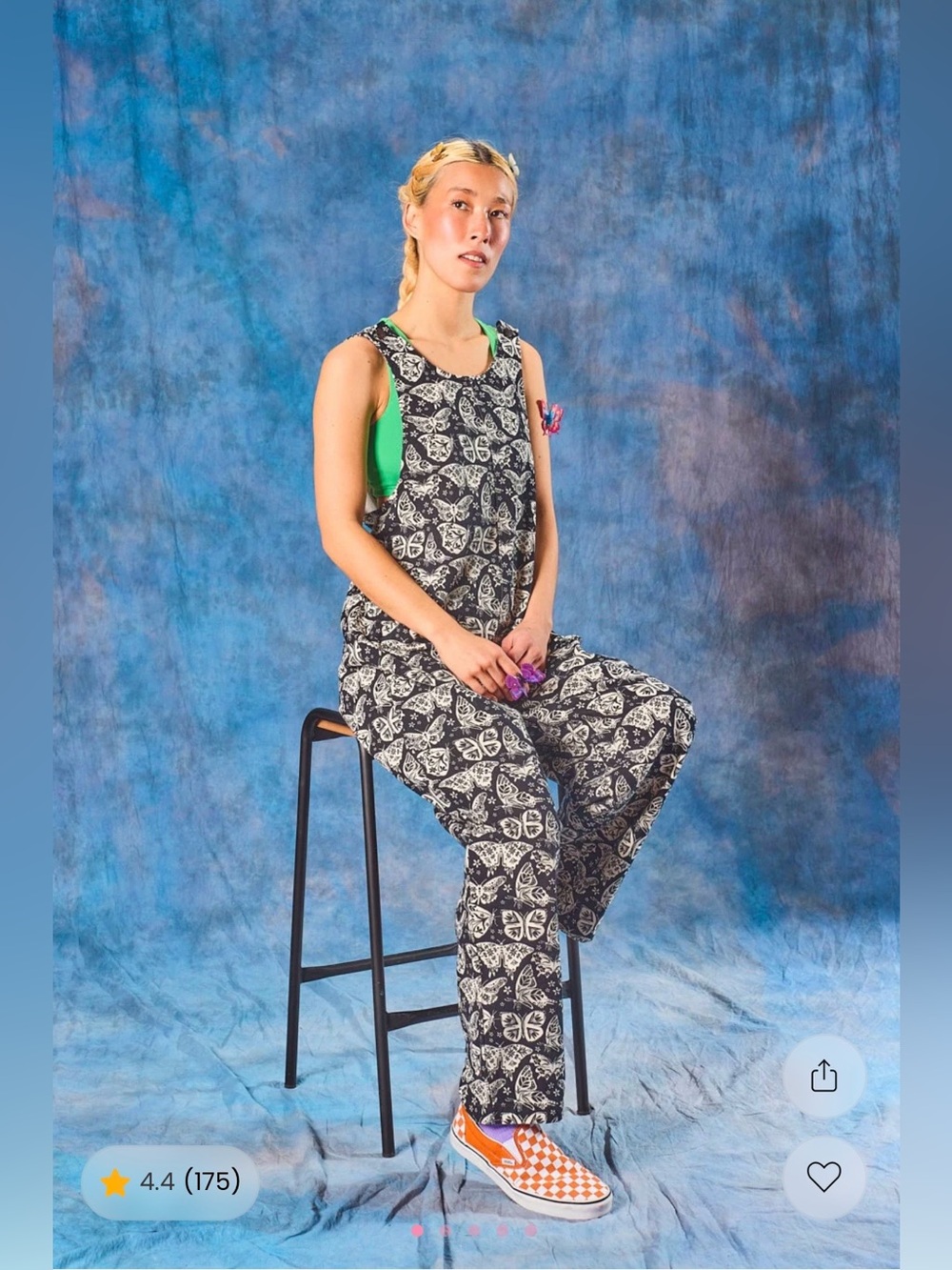 Lucy & Yak - Ara Cotton Dungarees in Black + White Butterfly Print